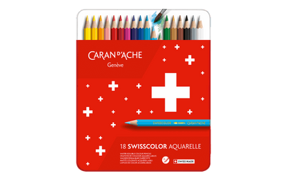 Caran d'Ache Box of 12 Colors Pencils SWISSCOLOR Aquarelle - Water-soluble
