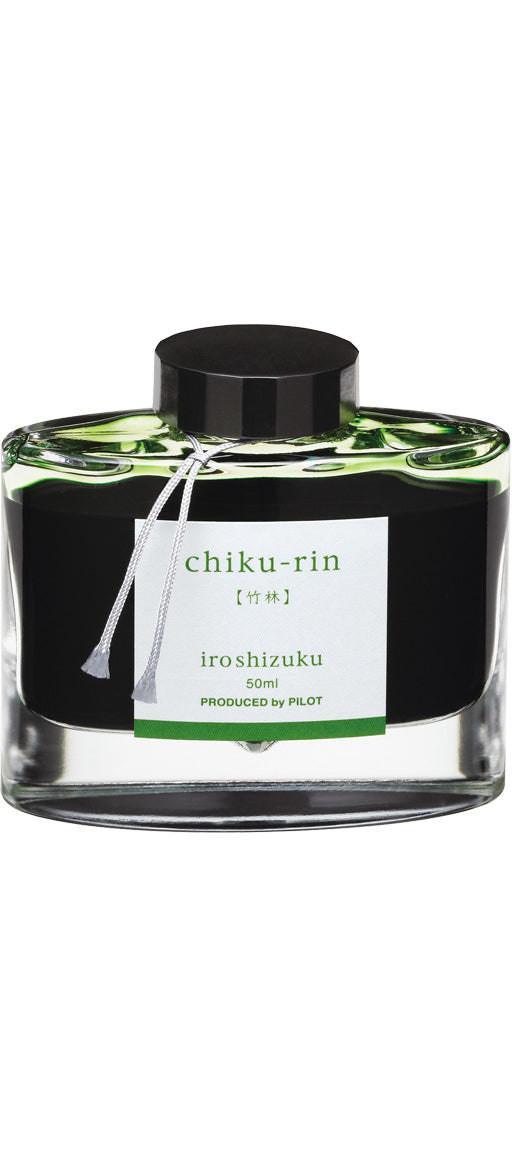 Iroshizuku Ink Chiku-rin 50ml Bottle from Stationery Store, showcasing Japanese craftsmanship and vibrant color inspired by nature.