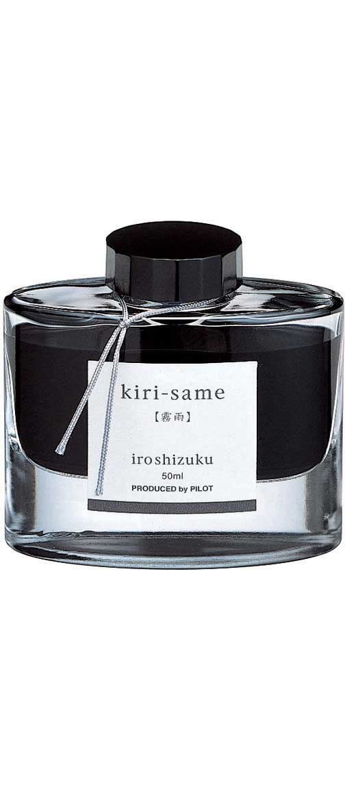 Iroshizuku Ink 50ml Bottle in "kiri-same" shade, elegant design, premium Japanese ink available at stationery store.