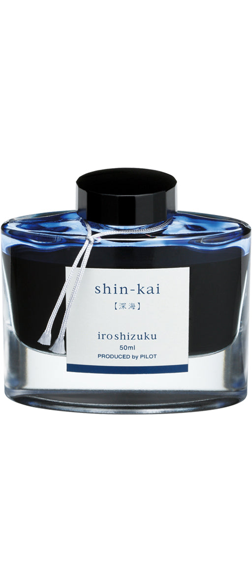 Iroshizuku Ink 50ml bottle in glass, showcasing Japanese artistry with rich, vibrant hues, perfect for stationery store enthusiasts.