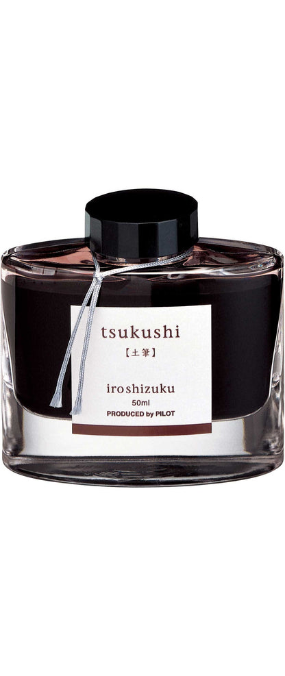 Iroshizuku Ink 50ml Bottle - Tsukushi color, premium Japanese stationery store item with elegant glass design.