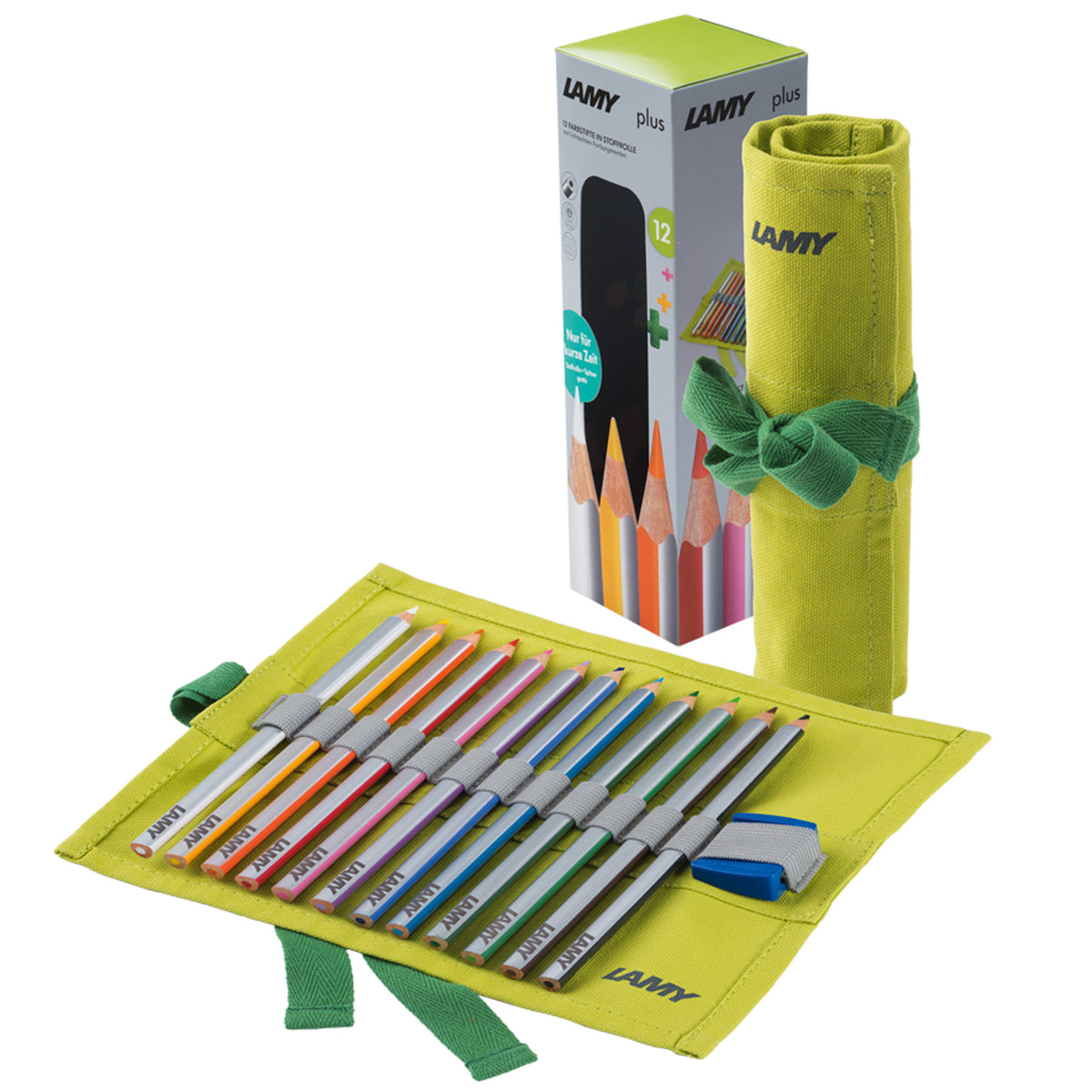 LAMY plus Colored Pencil Set in Fabric Roll from stationery store, featuring vibrant colors and durable fabric wrap.