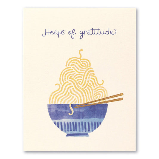 Love Muchly Thank You card - Heaps of gratitude design featuring a bowl of noodles, available at our stationery store.