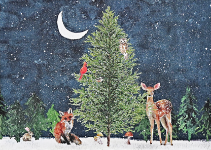 Moonlit Forest Friends Deluxe Holiday Cards