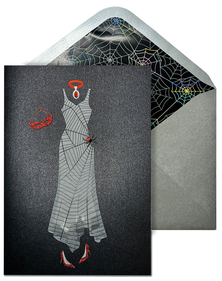 Spider Web Dress - Halloween Greeting Card