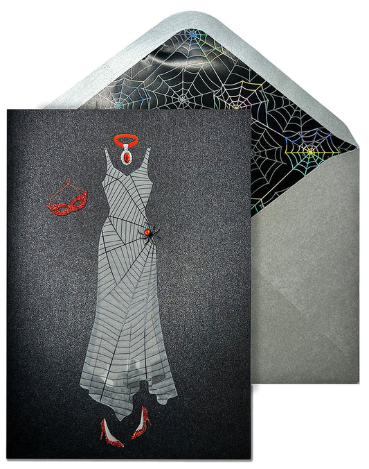 Spider Web Dress - Halloween Greeting Card