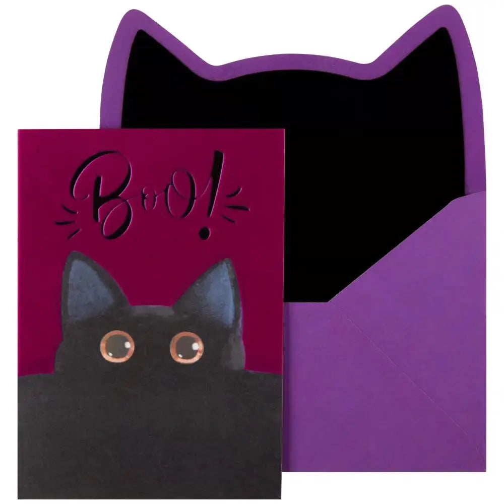 Black Cat Boo - Halloween Greeting Card