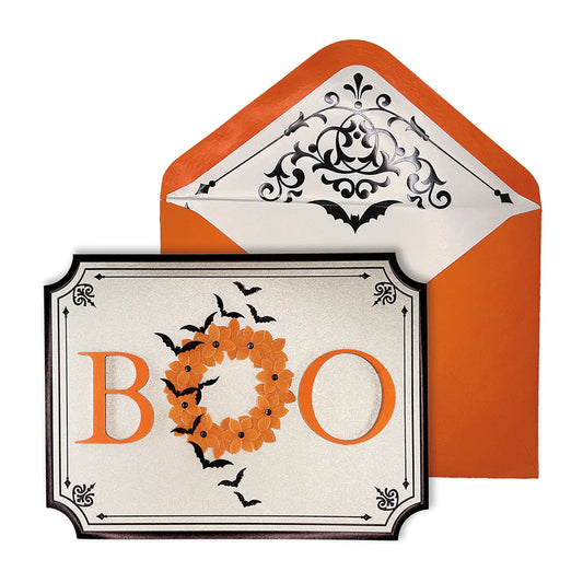 Handmade Boo Wreath Halloween Greeting Card