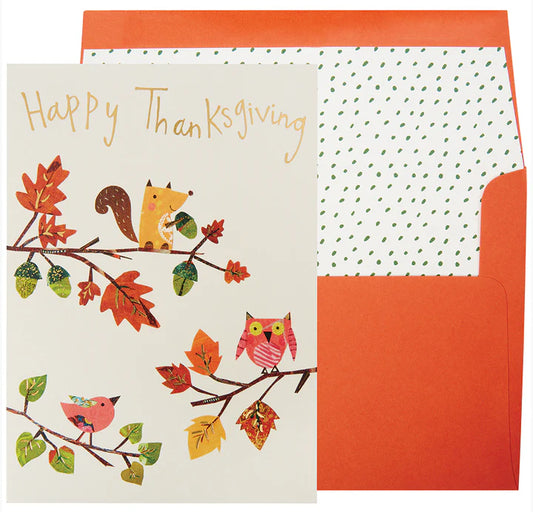 Watercolor Fall Foliage  - Thanksgiving Greeting Card