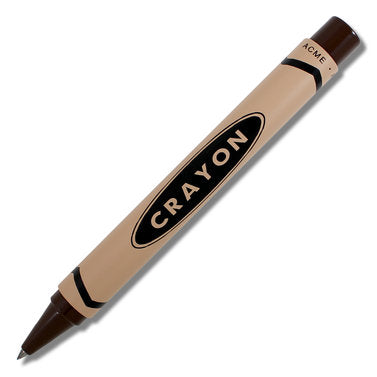 Brown crayon marker from Stationery store displayed on a white background, labeled 'ACME'. Perfect for art, school, and office projects.