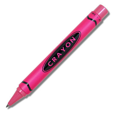 Pink crayon marker pen from stationery store, labeled Crayon. Unique writing tool for creative tasks. Product ID: Untitled Jan16_12:23.