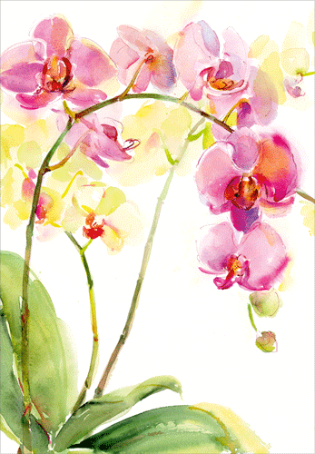 Watercolor Orchids -Sympathy Greeting Card