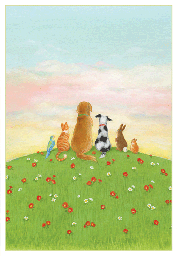Pets On Hill -Pet Sympathy Greeting Card