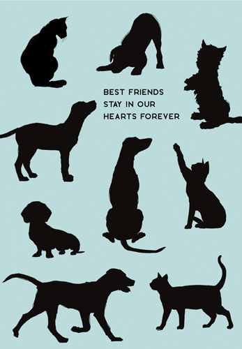 Pets In Silhouette -Pet Sympathy Greeting Card