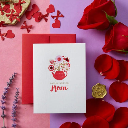 Teapot Floral Mom Valentine's Day Card