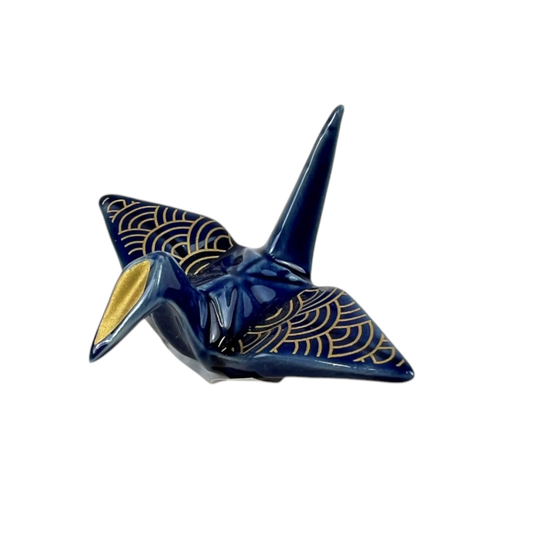 Origami Crane Porcelain Chopsticks Rest 2L Seigaiha Navy (12/288)