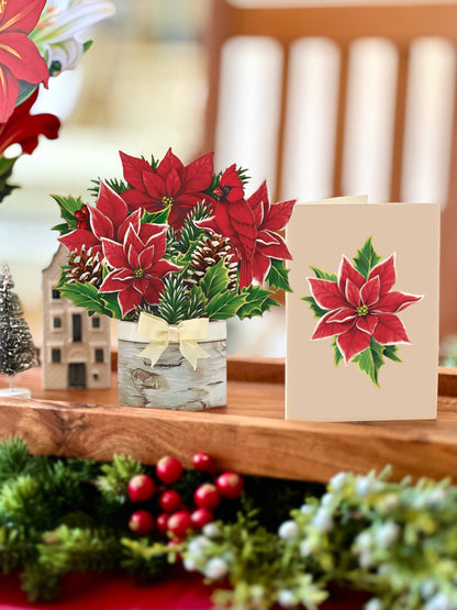 Mini Birch Poinsettia - Pop-up Greeting Card