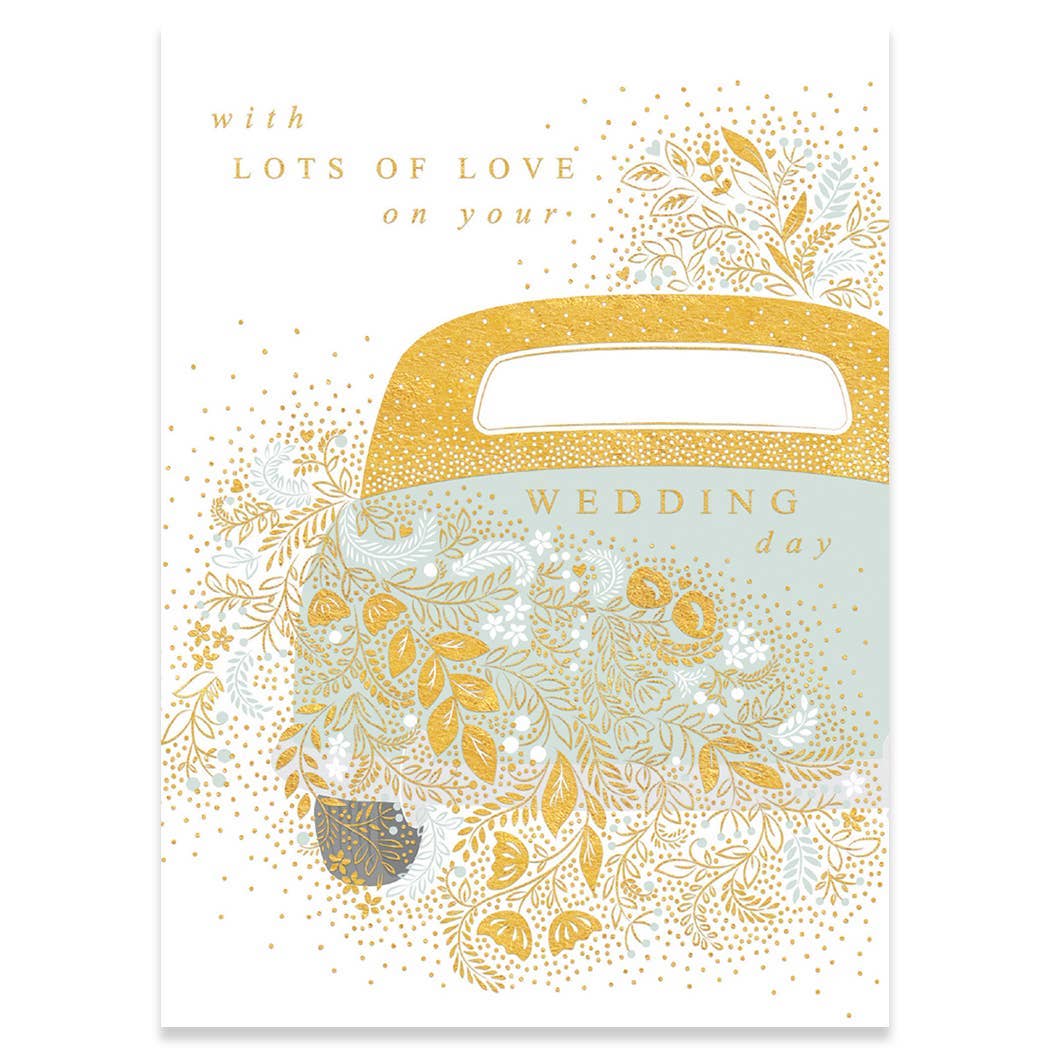 WEDDING CAR WEDDING GREETING CARD 4.5 x 6.25"