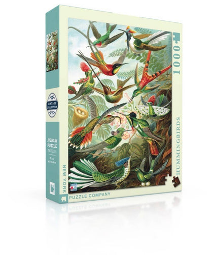 Hummingbirds 1000 Piece Jigsaw Puzzle with vintage magazine cover design, available at stationery store. Made in USA, ideal for ages 13+.