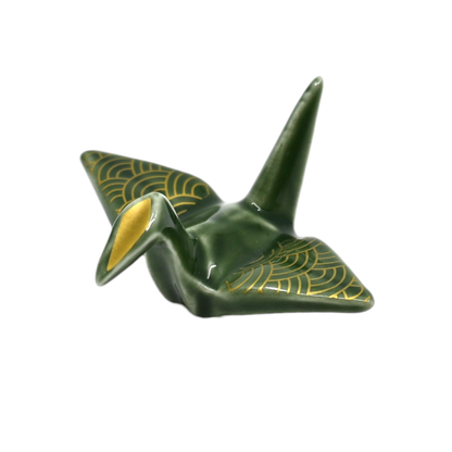 Origami Crane Porcelain Chopsticks Rest 2L Seigaiha Green (12/288)