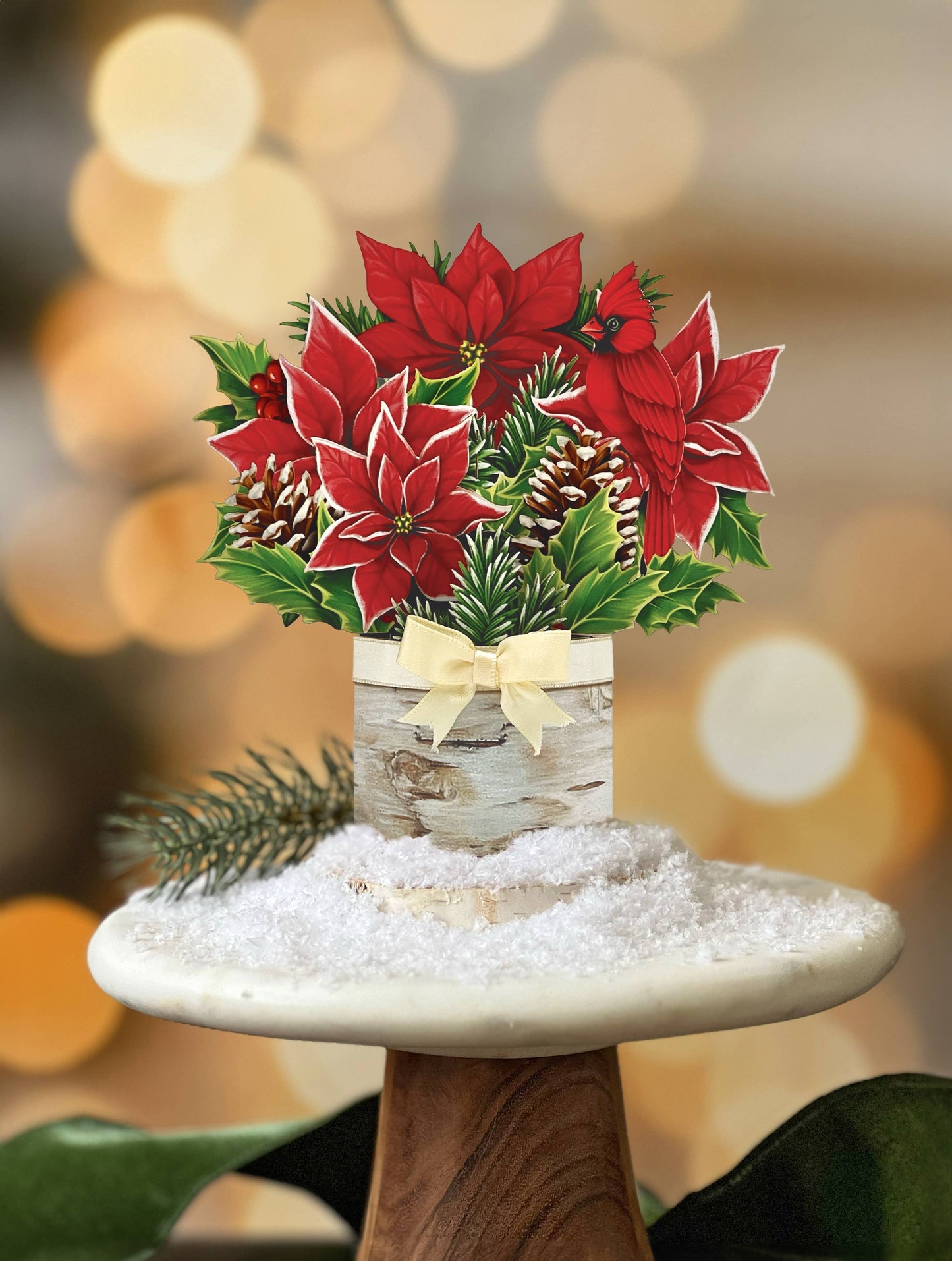 Mini Birch Poinsettia - Pop-up Greeting Card
