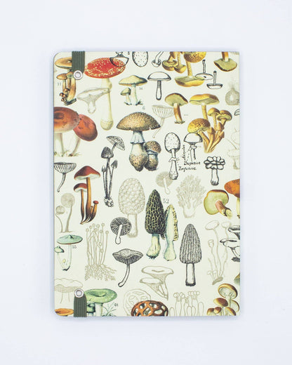 Woodland Mushrooms A5 Softcover notebook with textured cover, ideal for garden journaling; available at stationery store.