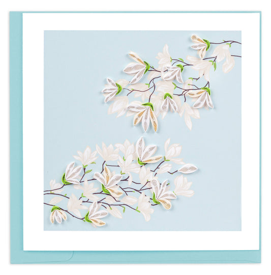 Quilled White Magnolia Branch Greeting Card