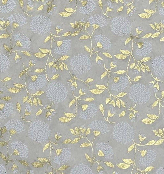 GSP394-01 wrapping paper with vintage gold and white floral design, perfect for gifts. Eco-friendly by Giftsland at your stationery store.