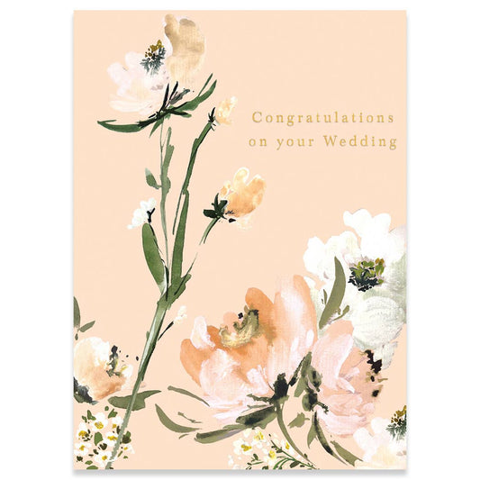 PEACH WEDDING GREETING CARD 4.5 x 6.25