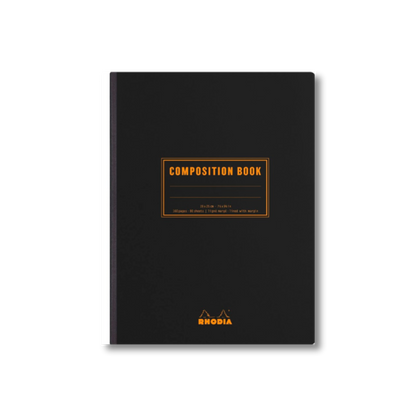 Rhodia Composition Book with French milled paper, ideal for stationery store enthusiasts, featuring 160 pages and classic design.