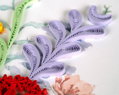 Quilled Japanese Wildflowers Greeting Card
