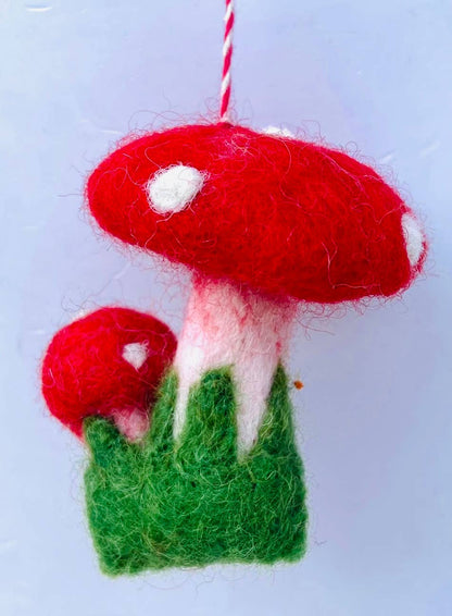 Felt Mushroom Ornaments, 3 options