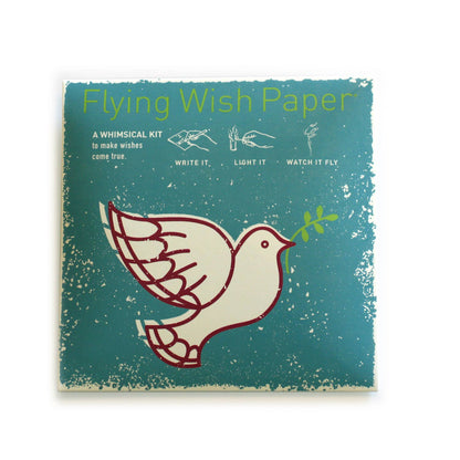 Flying Wish Paper packaging with peace dove design from stationery store mini kit.