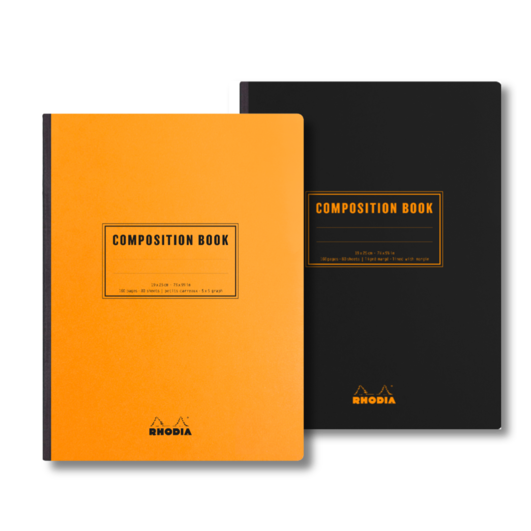 Rhodia Composition Book featuring smooth French paper, perfect for students, available at stationery stores.