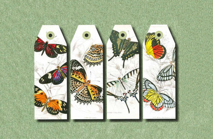 Colorful butterfly gift tags from Natural History Papercraft Book, available at stationery store. Perfect for greeting cards and gifts.