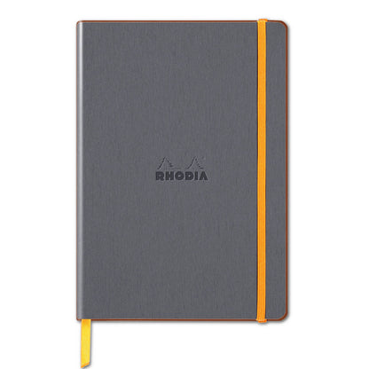 Rhodiarama Softcover Journal A5 with vegan leather cover, elastic closure, and ribbon marker available at stationery store.