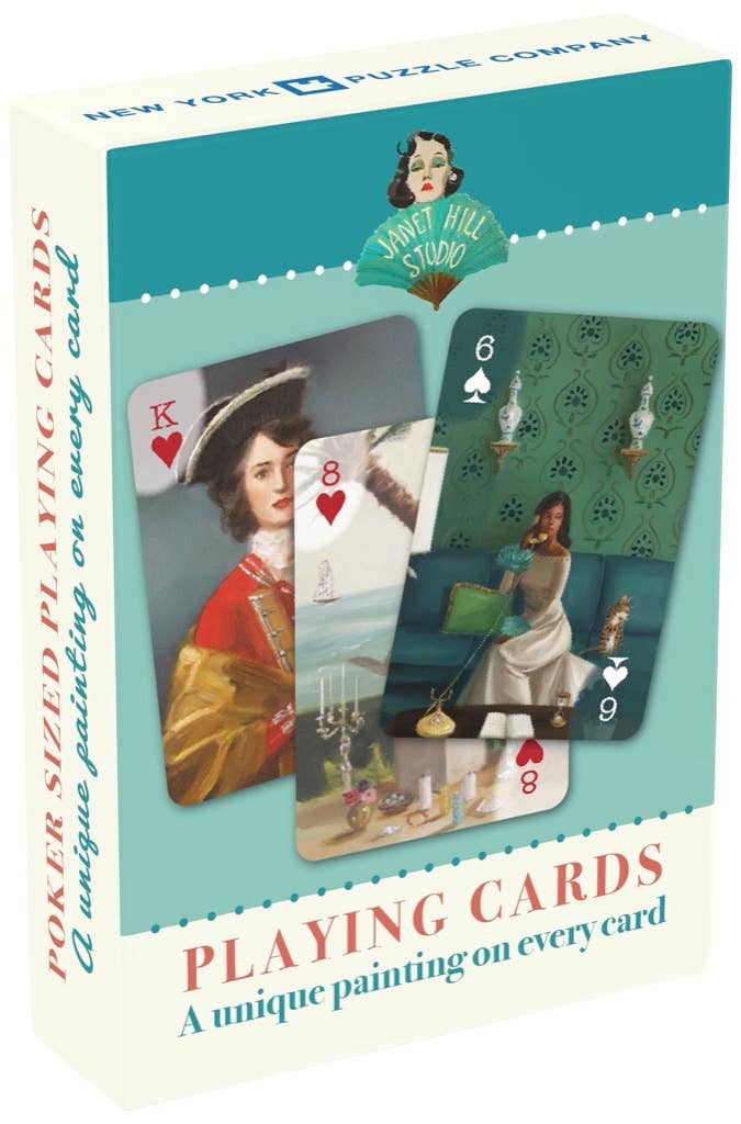 Janet Hill Playing Cards Single Standard Deck with whimsical art prints, available at stationery stores.