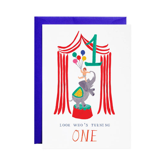 One Ellie Elephant Birthday Greeting Card by Mr. Boddington, featuring hand-drawn illustration. Available at New York City stationery store.