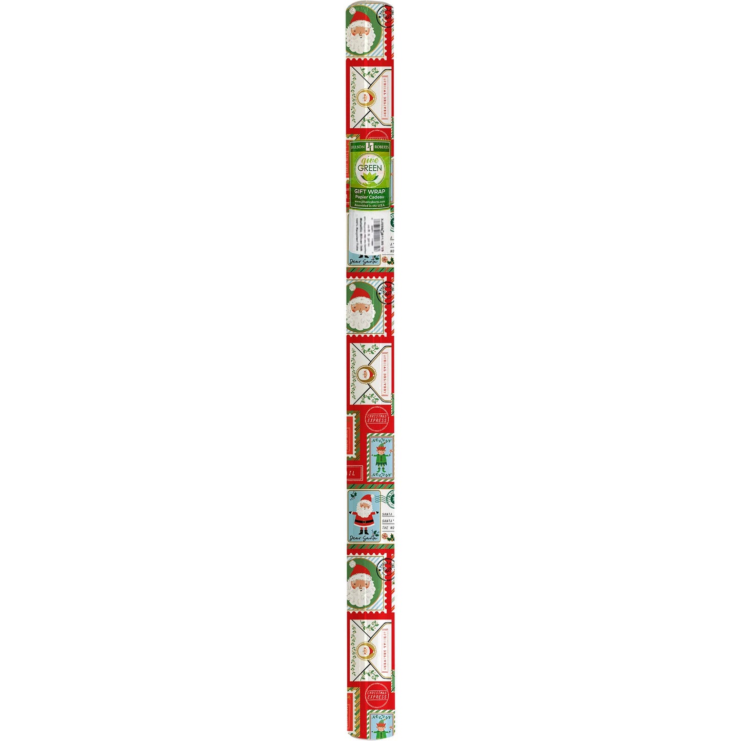 Wrap - Jumbos North Pole Bound holiday paper roll with metallic gold, available at stationery stores; eco-friendly, 10' x 30" size.