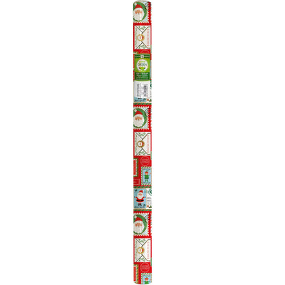 Wrap - Jumbos North Pole Bound holiday paper roll with metallic gold, available at stationery stores; eco-friendly, 10' x 30" size.