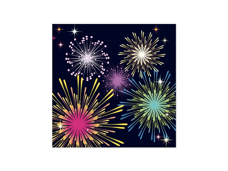 Fireworks Pop-Up Card featuring colorful holographic firework design, available at your stationery store.