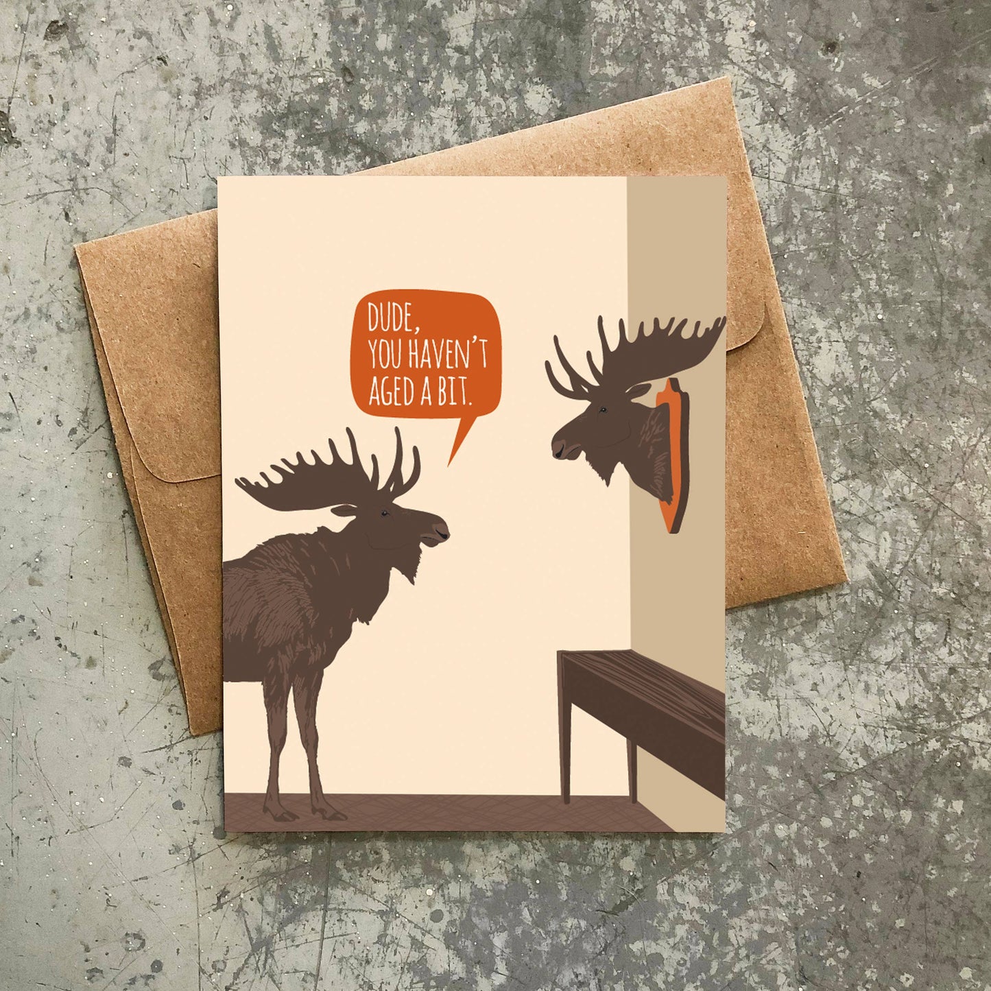 Aged Moose Trophy Funny Birthday Card