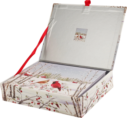 Cardinals in Winter Deluxe Boxed Holiday Cards