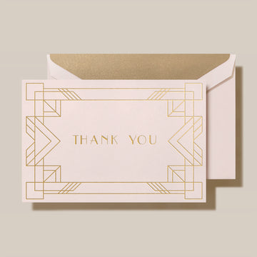 Rose Gold Foil Deco Border Thank You Cards with Light Pink Impress