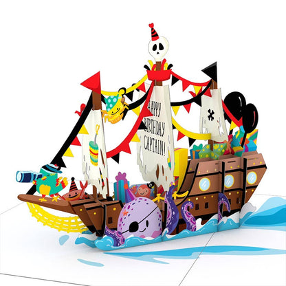 Playpop Card™: 4.5"x5.9" Happy Birthday Pirate Ship