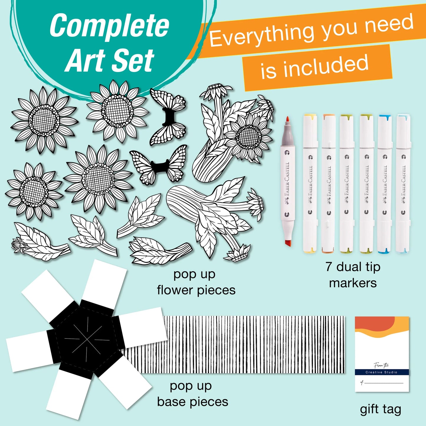 Pop Up Coloring Sunflower and Butterflies
