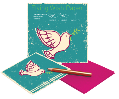 Flying Wish Paper PEACE DOVE Mini Kit with 15 wish papers and accessories, ideal for stationery store gift ideas.