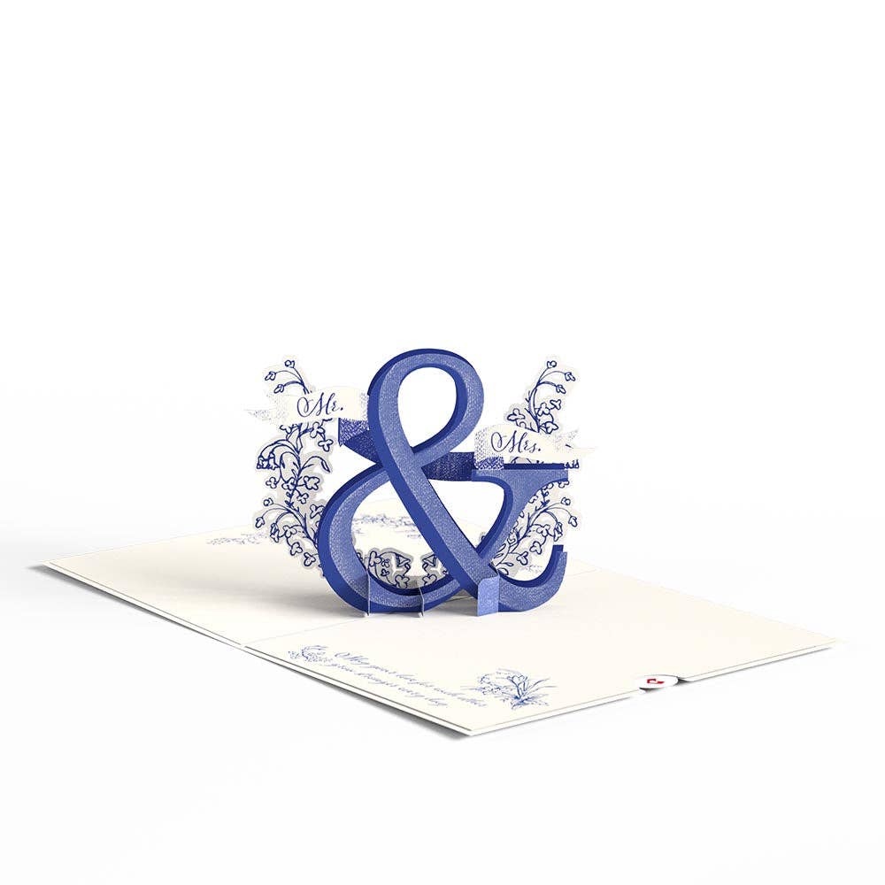 Better Together Mr & Mrs pop-up wedding card, 5x7 inch with floral decor, ideal for stationery store gift, includes envelope and slide-out note.