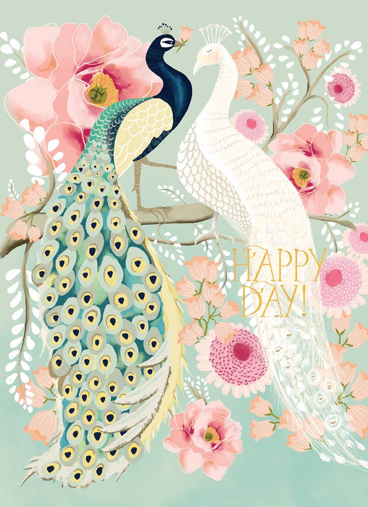 PEACOCKS WEDDING GREETING CARD 4.5 X 6.25"