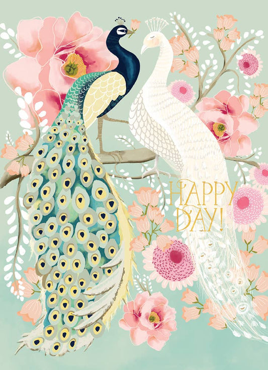 PEACOCKS WEDDING GREETING CARD 4.5 X 6.25"